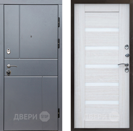 Входная металлическая Дверь Престиж Горизонт Грэй Царга Лиственница белая в Троицк