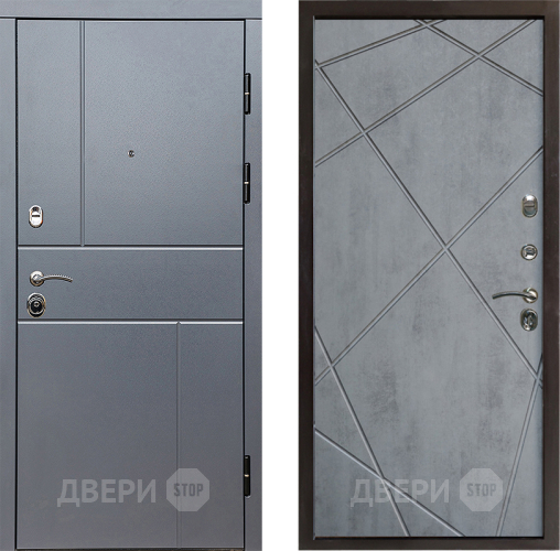 Входная металлическая Дверь Престиж Горизонт Грэй Лучи Бетон темный в Троицк