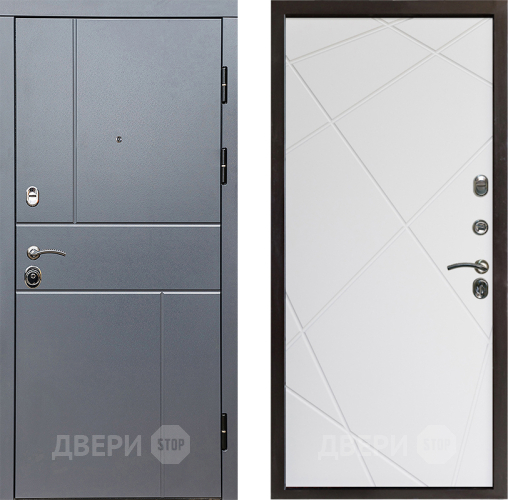 Входная металлическая Дверь Престиж Горизонт Грэй Лучи Бетон белый в Троицк