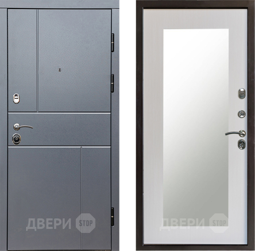 Входная металлическая Дверь Престиж Горизонт Грэй Зеркло Пастораль Лиственница белая в Троицк