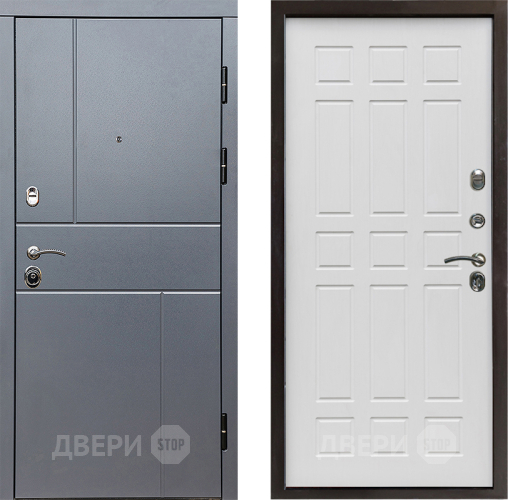 Входная металлическая Дверь Престиж Горизонт Грэй Спарта Белое дерево в Троицк