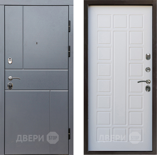 Входная металлическая Дверь Престиж Горизонт Грэй Престиж Белое дерево в Троицк