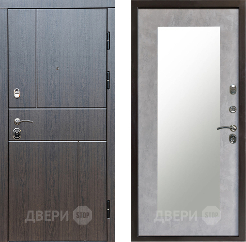 Входная металлическая Дверь Престиж Горизонт Венге Зеркло Пастораль Бетон светлый в Троицк