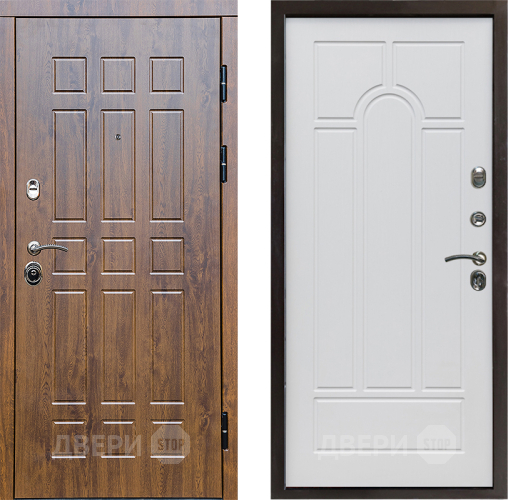 Входная металлическая Дверь Престиж Стандарт Арка Белое дерево в Троицк