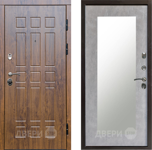 Входная металлическая Дверь Престиж Стандарт Зеркло Пастораль Бетон светлый в Троицк