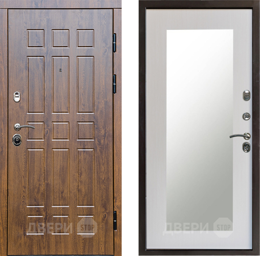 Входная металлическая Дверь Престиж Стандарт Зеркло Пастораль Лиственница белая в Троицк