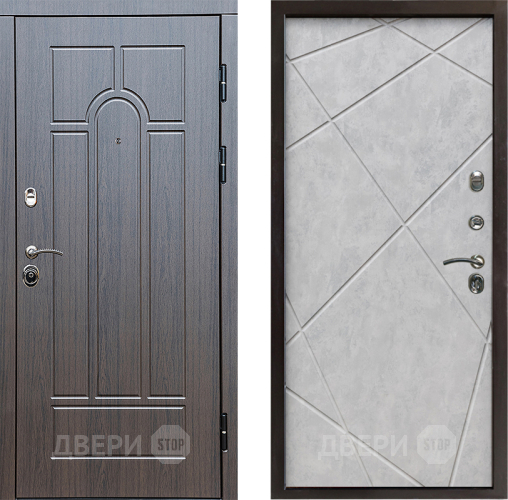 Входная металлическая Дверь Престиж Арка Лучи Бетон светлый в Троицк