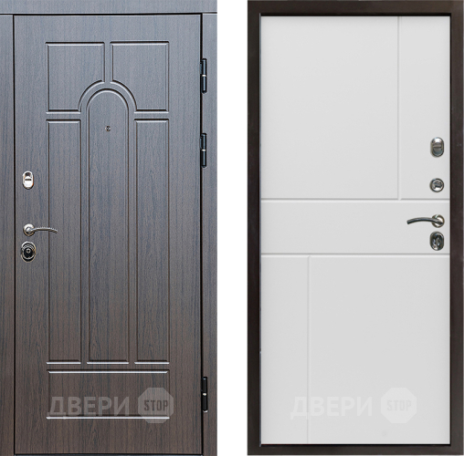 Входная металлическая Дверь Престиж Арка Горизонт Бетон белый в Троицк