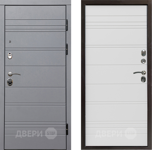 Входная металлическая Дверь Престиж Линия Грэй Line Белый в Троицк