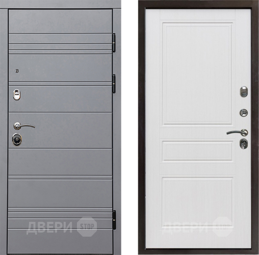 Входная металлическая Дверь Престиж Линия Грэй Классика Белое дерево в Троицк