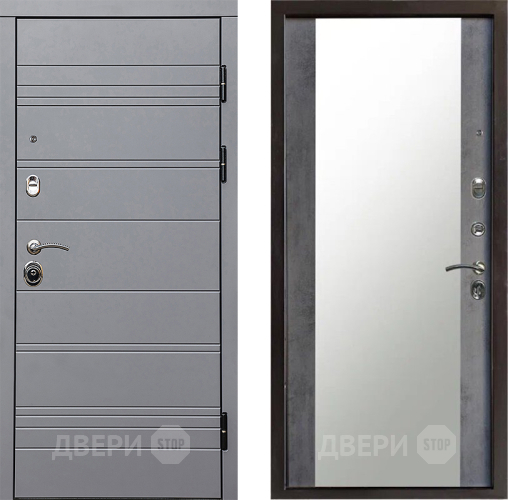 Входная металлическая Дверь Престиж Линия Грэй Зеркало Бетон темный в Троицк