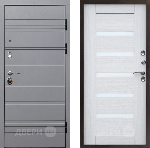 Входная металлическая Дверь Престиж Линия Грэй Царга Лиственница белая в Троицк