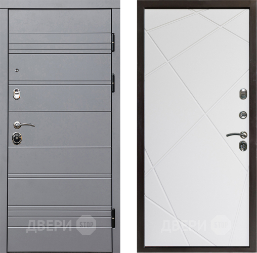 Входная металлическая Дверь Престиж Линия Грэй Лучи Бетон белый в Троицк