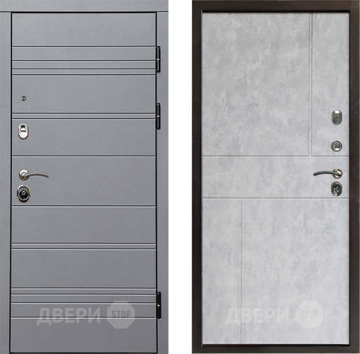 Входная металлическая Дверь Престиж Линия Грэй Горизонт Бетон светлый в Троицк
