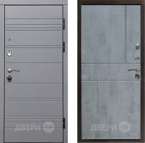 Входная металлическая Дверь Престиж Линия Грэй Горизонт Бетон темный в Троицк