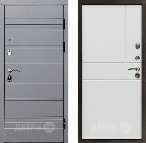 Входная металлическая Дверь Престиж Линия Грэй Горизонт Бетон белый в Троицк