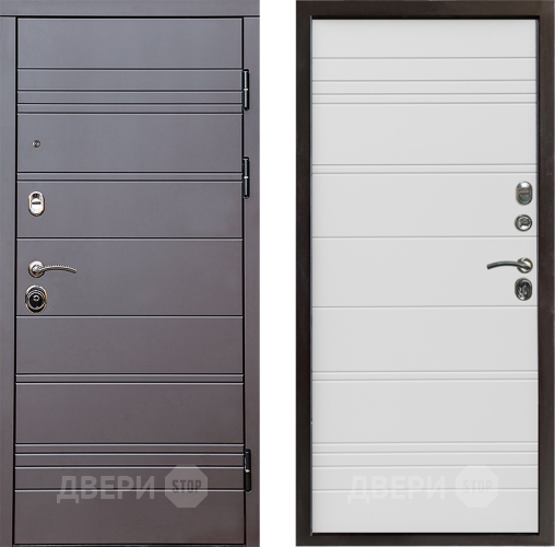 Входная металлическая Дверь Престиж Линия Браун Line Белый в Троицк