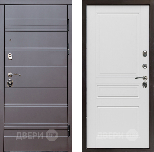 Входная металлическая Дверь Престиж Линия Браун Классика Лиственница белая в Троицк