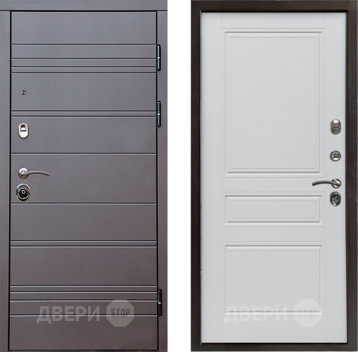 Входная металлическая Дверь Престиж Линия Браун Классика Белый матовый в Троицк