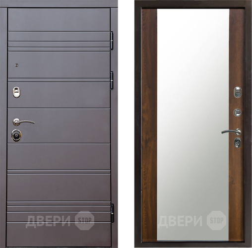 Входная металлическая Дверь Престиж Линия Браун Зеркало Дуб в Троицк
