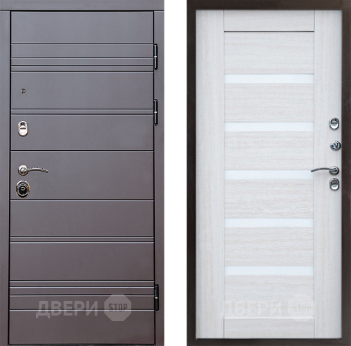 Входная металлическая Дверь Престиж Линия Браун Царга Лиственница белая в Троицк