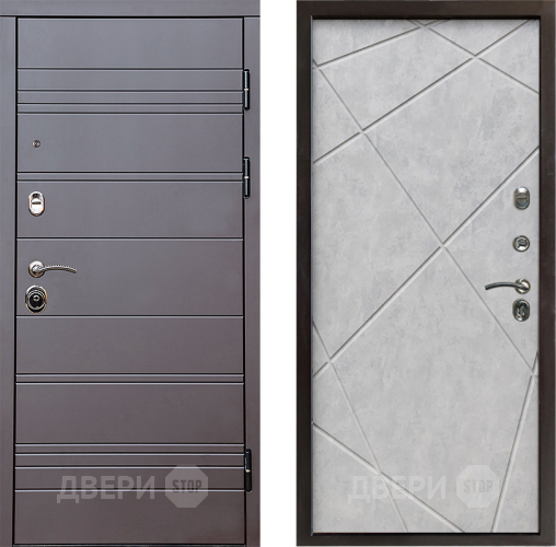 Входная металлическая Дверь Престиж Линия Браун Лучи Бетон светлый в Троицк