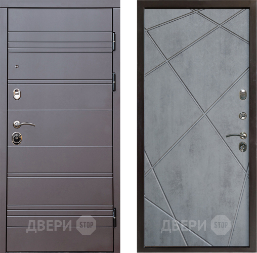 Входная металлическая Дверь Престиж Линия Браун Лучи Бетон темный в Троицк