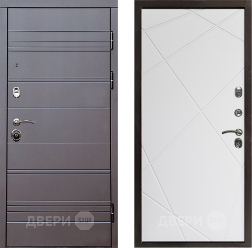 Входная металлическая Дверь Престиж Линия Браун Лучи Бетон белый в Троицк