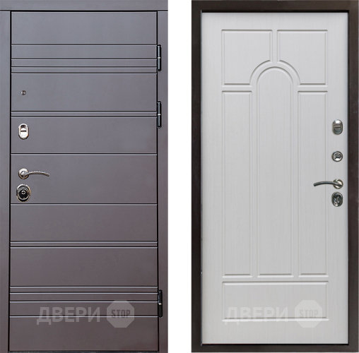 Входная металлическая Дверь Престиж Линия Браун Арка Лиственница белая в Троицк