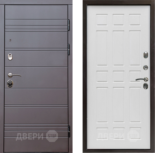 Входная металлическая Дверь Престиж Линия Браун Спарта Белое дерево в Троицк