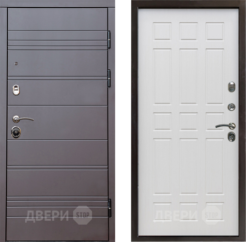 Входная металлическая Дверь Престиж Линия Браун Спарта Лиственница белая в Троицк