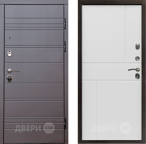 Входная металлическая Дверь Престиж Линия Браун Горизонт Бетон белый в Троицк