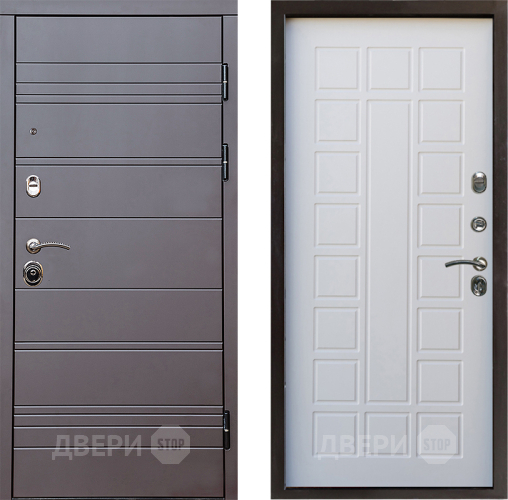 Входная металлическая Дверь Престиж Линия Браун Престиж Белое дерево в Троицк