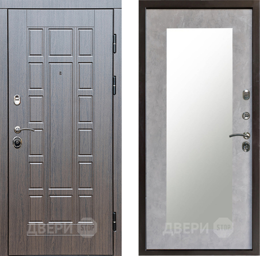 Входная металлическая Дверь Престиж Престиж Зеркло Пастораль Бетон светлый в Троицк