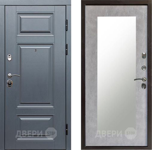 Входная металлическая Дверь Престиж Премиум Зеркло Пастораль Бетон светлый в Троицк