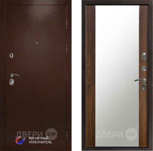 Входная металлическая Дверь Престиж Медь Зеркало Дуб в Троицк