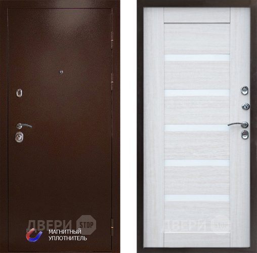 Входная металлическая Дверь Престиж Медь Царга Лиственница белая в Троицк