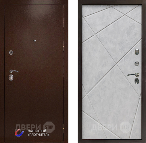 Входная металлическая Дверь Престиж Медь Лучи Бетон светлый в Троицк