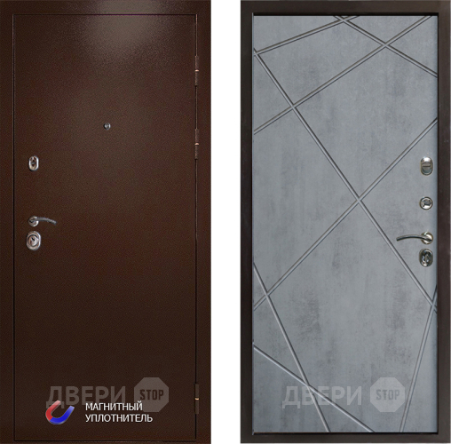 Входная металлическая Дверь Престиж Медь Лучи Бетон темный в Троицк