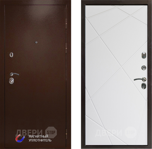 Входная металлическая Дверь Престиж Медь Лучи Бетон белый в Троицк