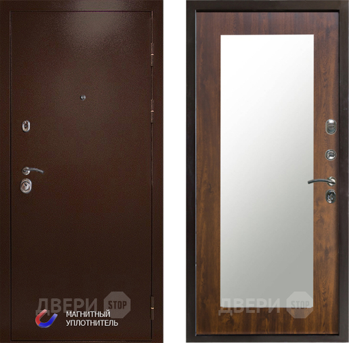 Входная металлическая Дверь Престиж Медь Зеркло Пастораль Дуб в Троицк