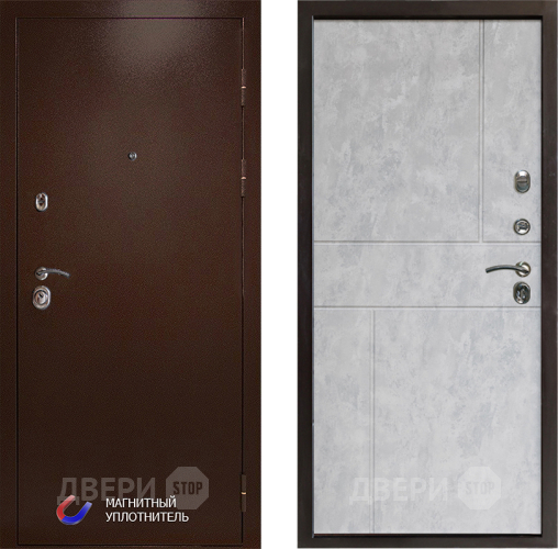 Входная металлическая Дверь Престиж Медь Горизонт Бетон светлый в Троицк