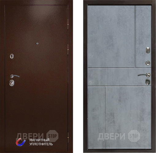 Входная металлическая Дверь Престиж Медь Горизонт Бетон темный в Троицк