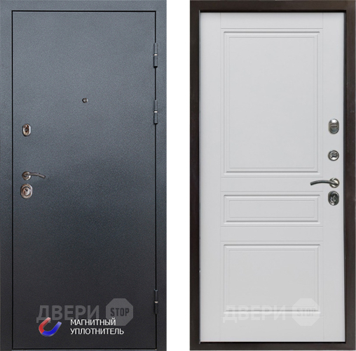 Входная металлическая Дверь Престиж Графит Классика Белый матовый в Троицк