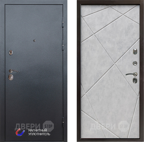 Входная металлическая Дверь Престиж Графит Лучи Бетон светлый в Троицк