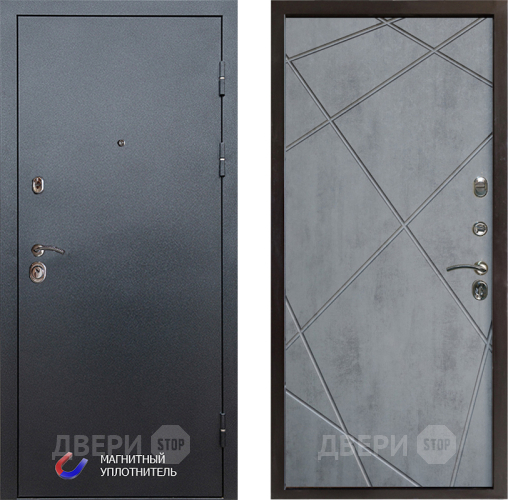 Входная металлическая Дверь Престиж Графит Лучи Бетон темный в Троицк