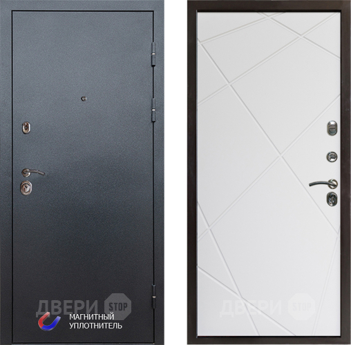 Входная металлическая Дверь Престиж Графит Лучи Бетон белый в Троицк