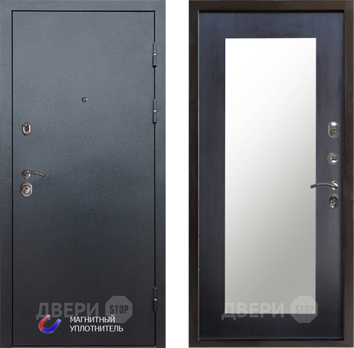 Входная металлическая Дверь Престиж Графит Зеркло Пастораль Венге в Троицк