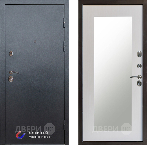 Входная металлическая Дверь Престиж Графит Зеркло Пастораль Лиственница белая в Троицк