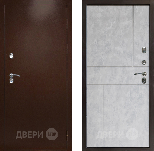 Входная металлическая Дверь Престиж TERMO с терморазрывом Снегирь Медь Горизонт Бетон светлый в Троицк